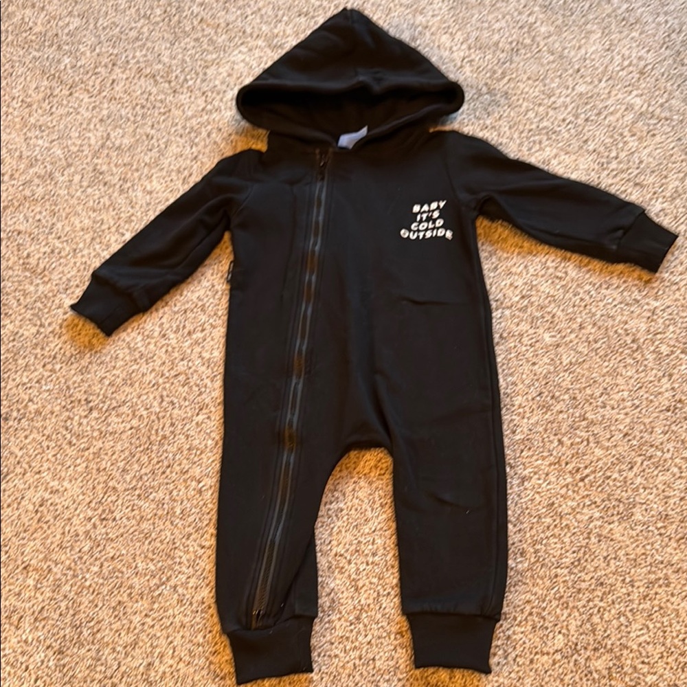 Black Footies One Piece with Elasticized Cuffs